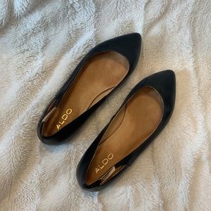 ALDO black leather flats size 7